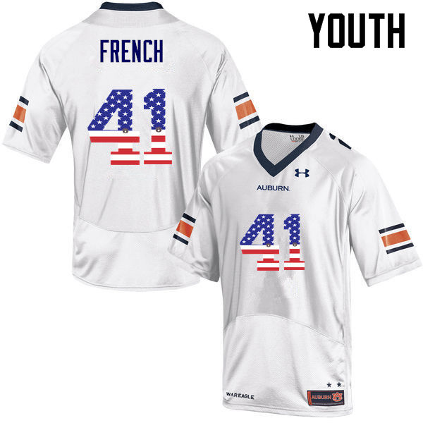 Youth #41 Josh French Auburn Tigers USA Flag Fashion College Football Jerseys-White - Click Image to Close
